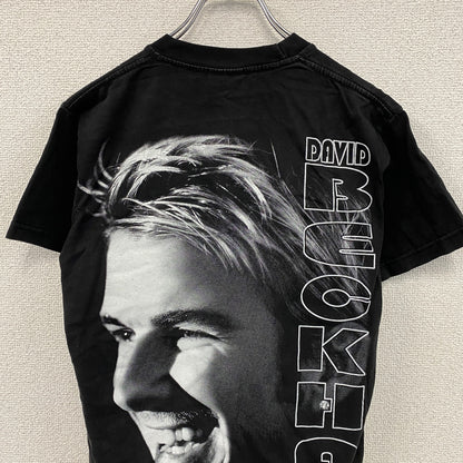 90s～　W.N.T.　BECKHAM　ベッカム　半袖Tシャツ　人物T　ヴィンテージ　黒　ブラック　Mサイズ