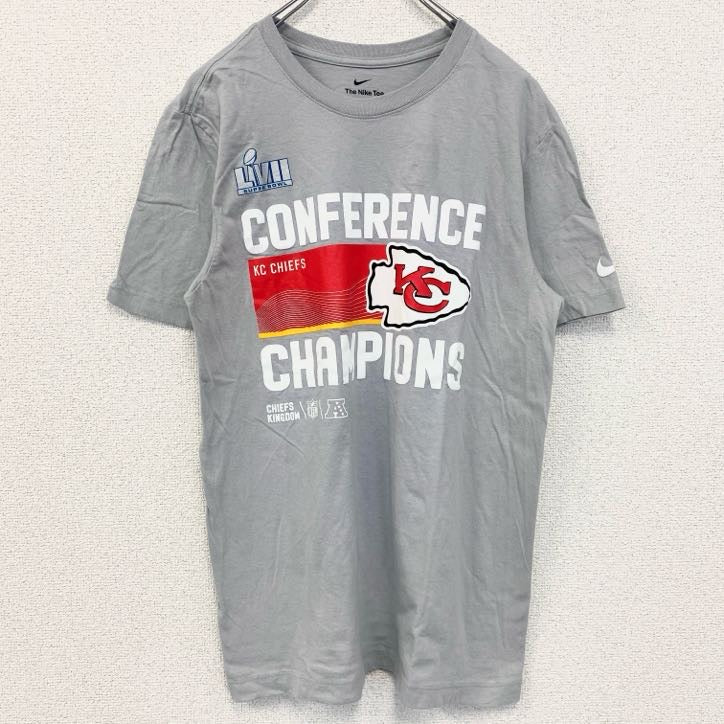 古着 used　NIKE　ナイキ　半袖プリントTシャツ　NFL　アメフト　チーム　カンザスティー チーフス　 グレー　Sサイズ