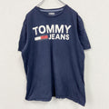 TOMMY JEANS　トミージーンズ　半袖プリントTシャツ　紺　ネイビー　Lサイズ