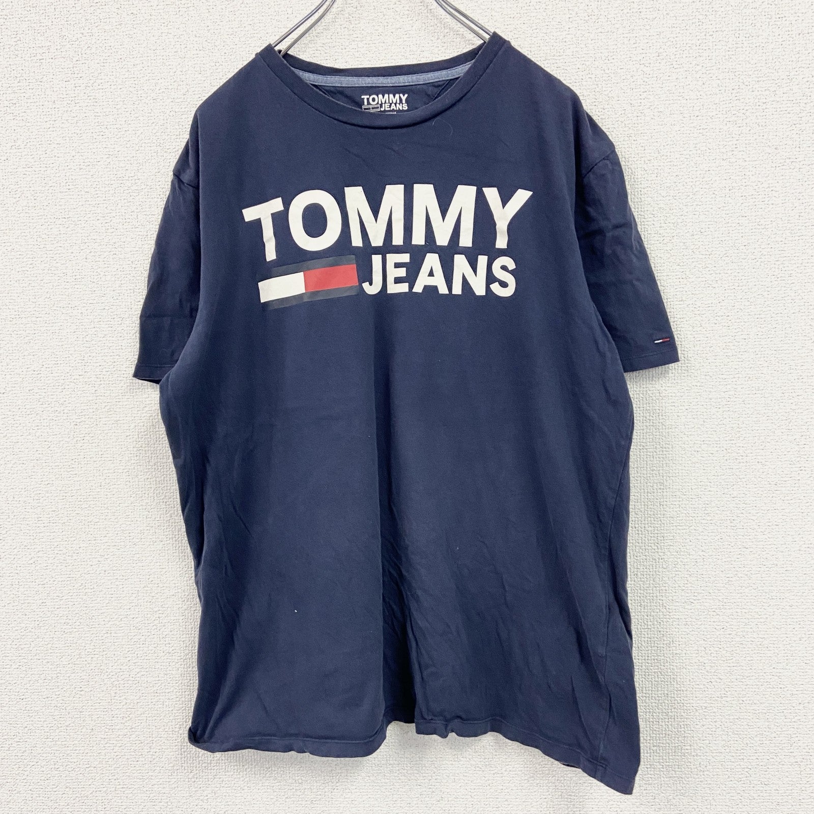 TOMMY JEANS　トミージーンズ　半袖プリントTシャツ　紺　ネイビー　Lサイズ