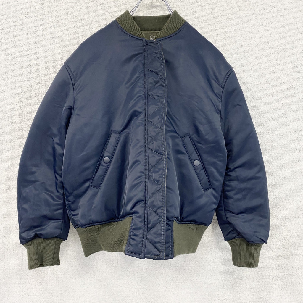UNIQLO　ユニクロ　リバーシブルフルジップブルゾン/MA-1　中綿入り　比翼仕立て　カーキ　紺　ネイビー　Mサイズ
