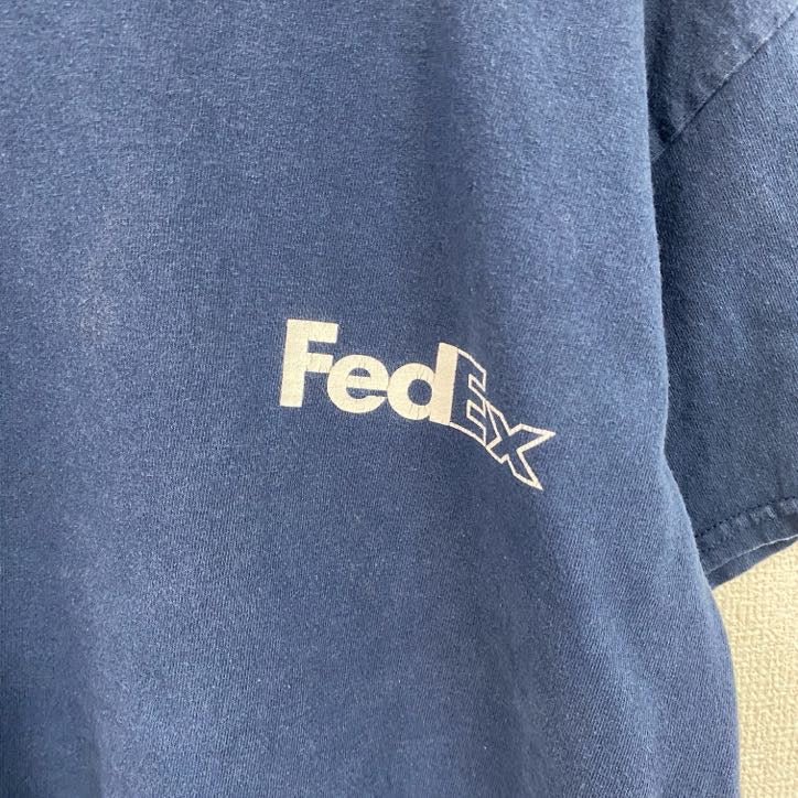 GILDAN　FedEx　フェデックス　半袖プリントTシャツ　企業T　紺　ネイビー　Mサイズ