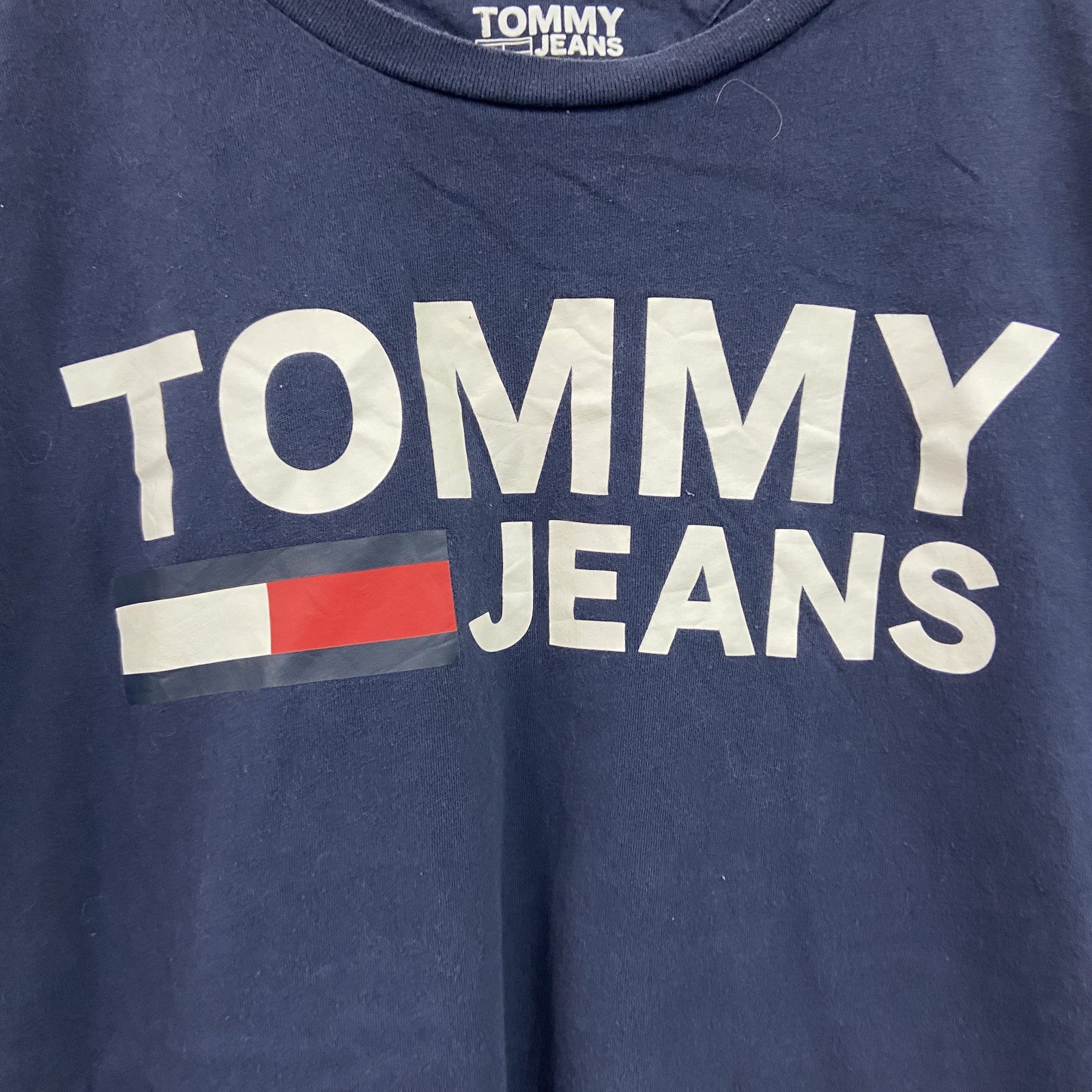 TOMMY JEANS　トミージーンズ　半袖プリントTシャツ　紺　ネイビー　Lサイズ