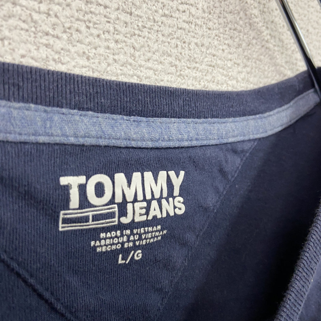 TOMMY JEANS　トミージーンズ　半袖プリントTシャツ　紺　ネイビー　Lサイズ