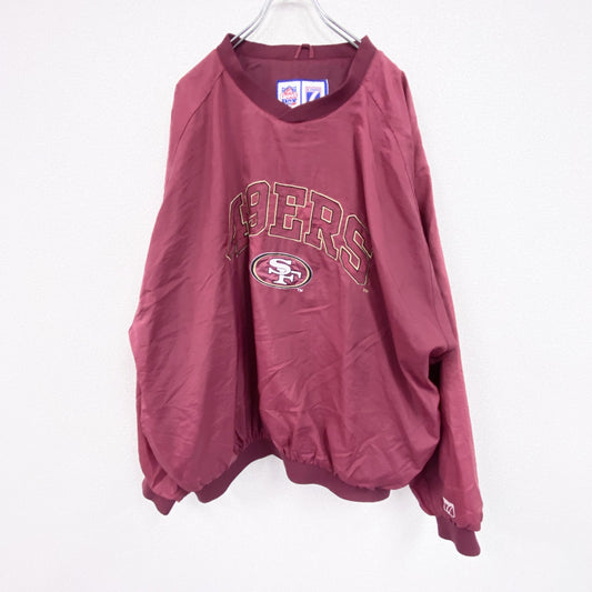 90s　LOGO7　49ERS　プルオーバーナイロンジャケット　ヴィンテージ　赤　レッド　XLサイズ