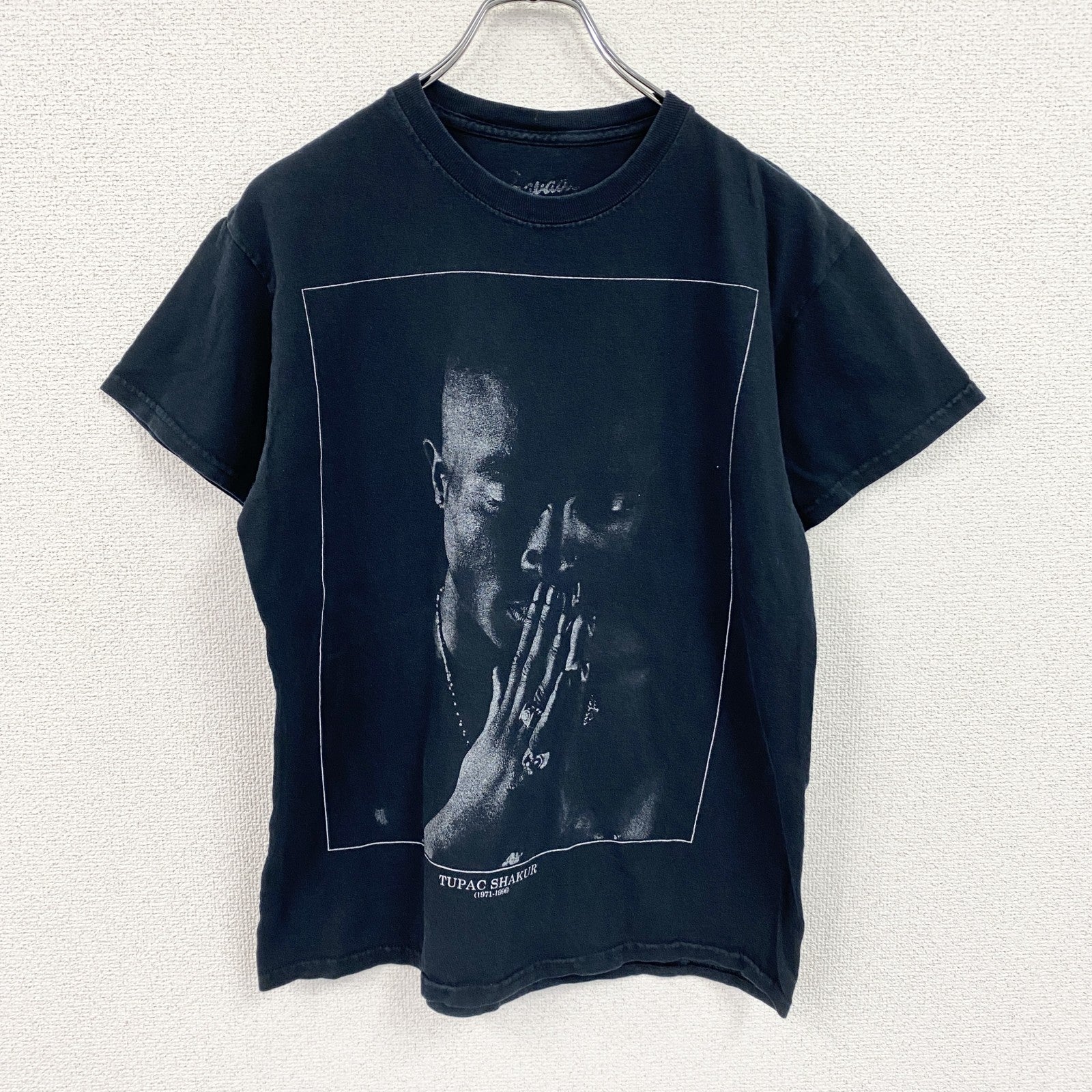 Brauad　2PAC　半袖プリントTシャツ　人物T　ラップT　ヒップホップ　黒　ブラック