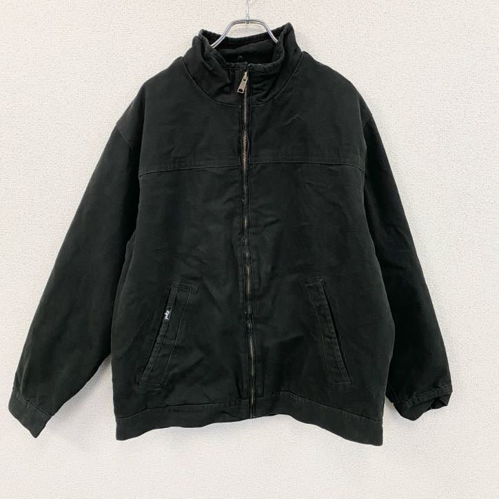 Corner Stone　フルジップダックジャケット　裏チェック柄　黒　ブラック　XLサイズ