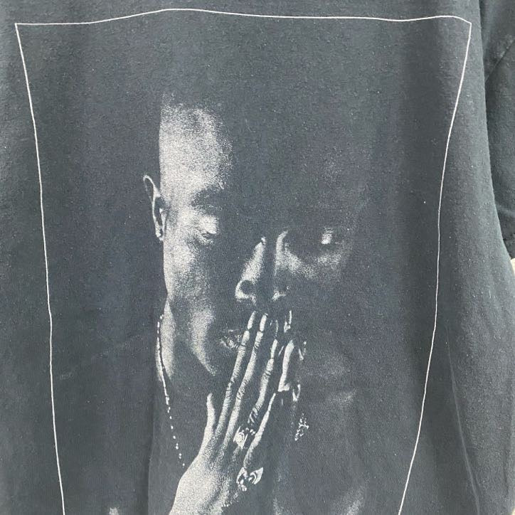 Brauad　2PAC　半袖プリントTシャツ　人物T　ラップT　ヒップホップ　黒　ブラック