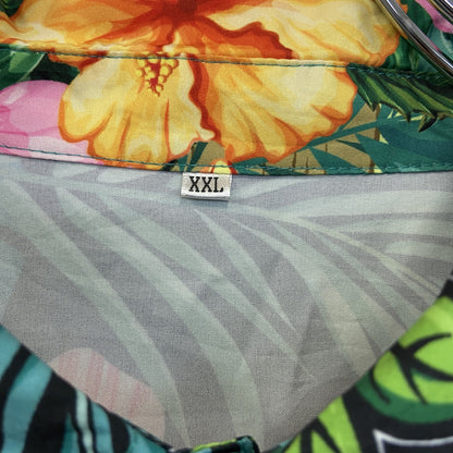 古着 used　半袖プリント柄シャツ　総柄　アロハシャツ　派手　ハワイアン　エスニック　カラフル　XXLサイズ　