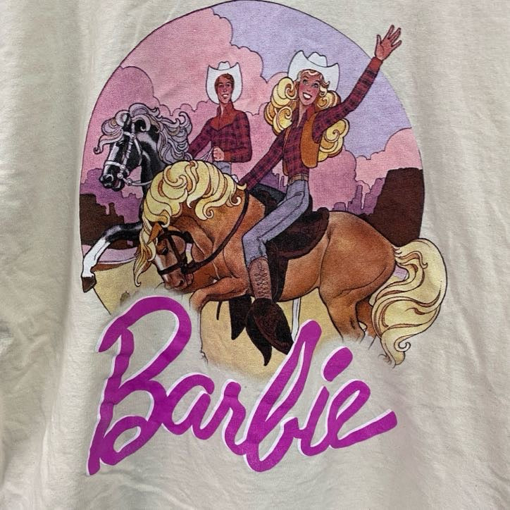 Barbie　バービー　半袖プリントTシャツ　キャラクターT　アイボリー　Lサイズ