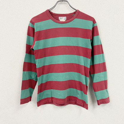 agnes b　アニエスベー　長袖Tシャツ/ロンT　ボーダー柄　バイカラー　赤　レッド　緑　グリーン