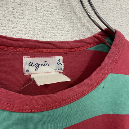 agnes b　アニエスベー　長袖Tシャツ/ロンT　ボーダー柄　バイカラー　赤　レッド　緑　グリーン
