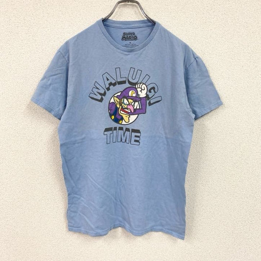 SUPER MARIO　スーパーマリオ　WALUIGI　ワルイージ　半袖プリントTシャツ　Nintendo　ニンテンドー　水色　ライトブルー　Mサイズ
