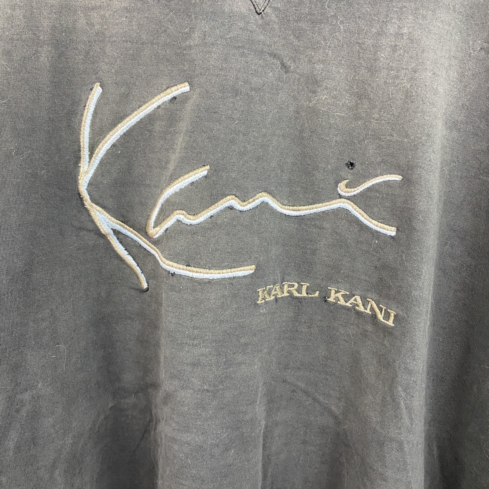 90s～　KANI JEANS　カナイ　刺繡デザインTシャツ　黒　ブヴィンテージラック　XXXLサイズ