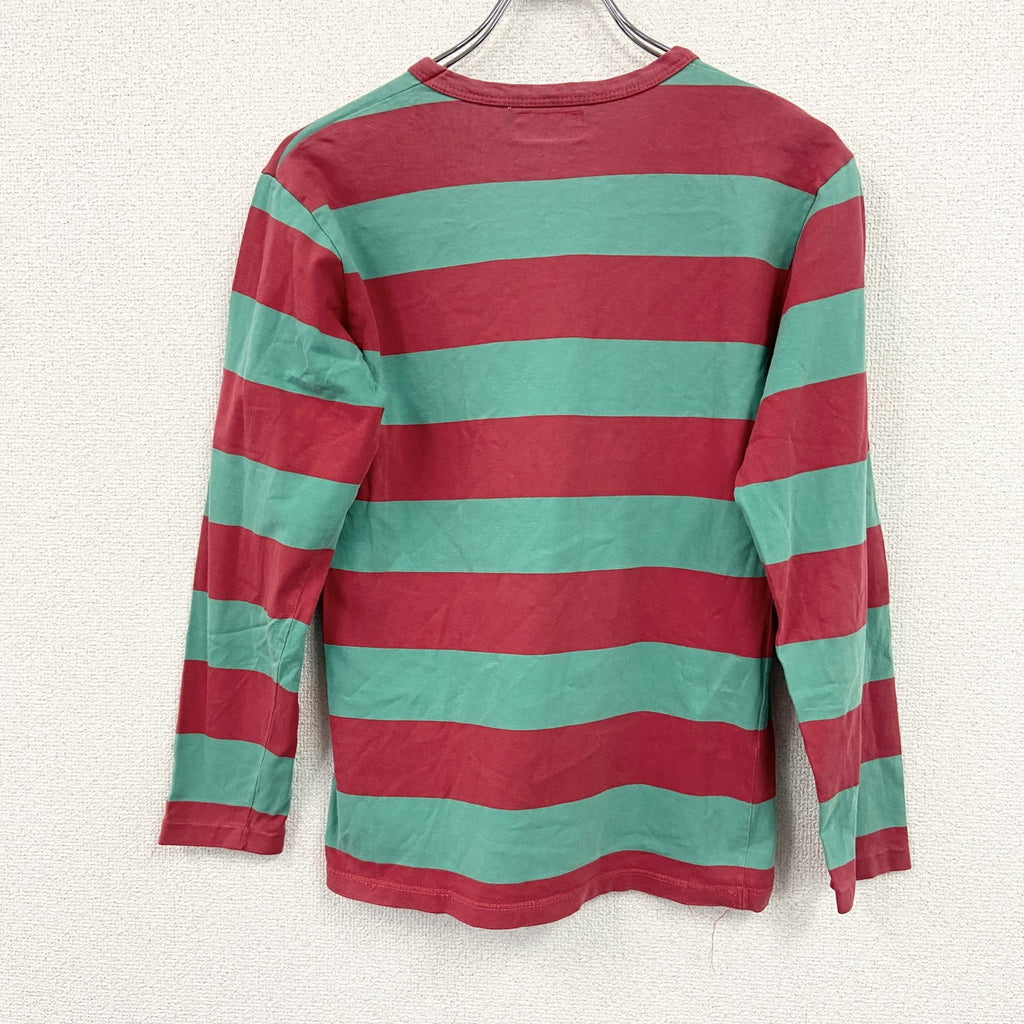agnes b　アニエスベー　長袖Tシャツ/ロンT　ボーダー柄　バイカラー　赤　レッド　緑　グリーン