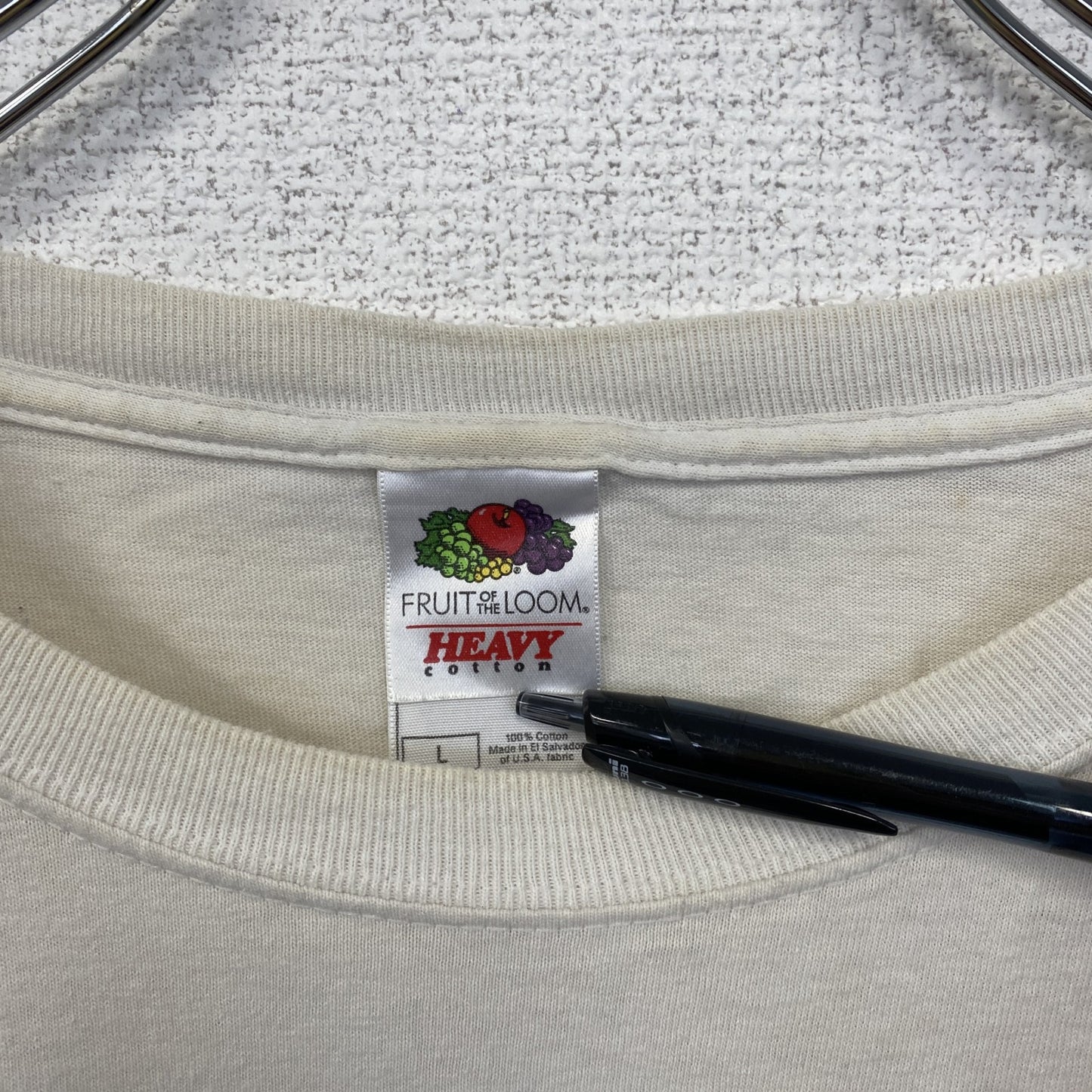 古着 used　FRUIT OF THE LOOM　半袖プリントTシャツ　ドラゴン　クルーネック　白　ホワイト　レトロ　Lサイズ