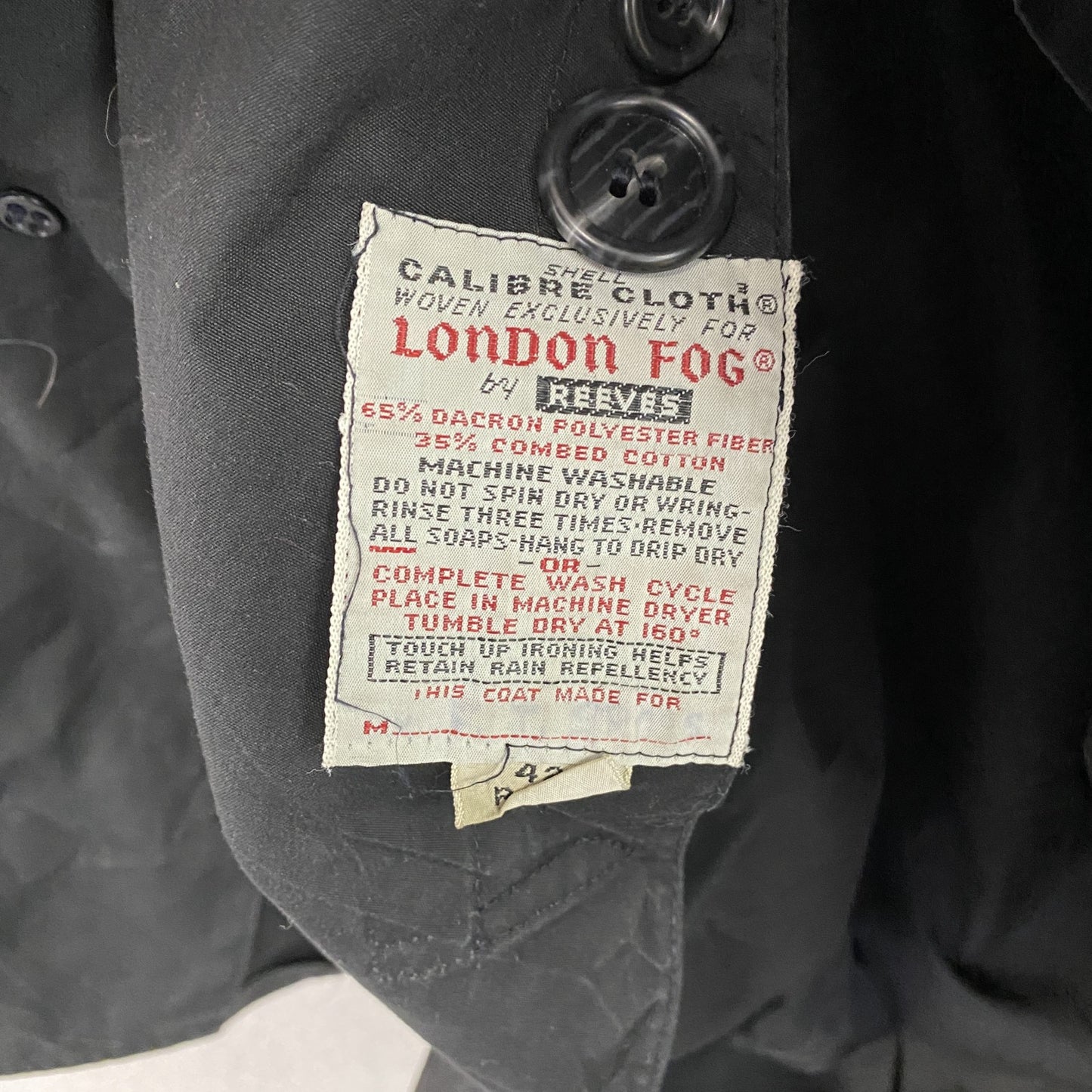 LONDON FOG　ロンドンフォグ　ステンカラーコート　比翼仕立て　黒　ブラック　42サイズ