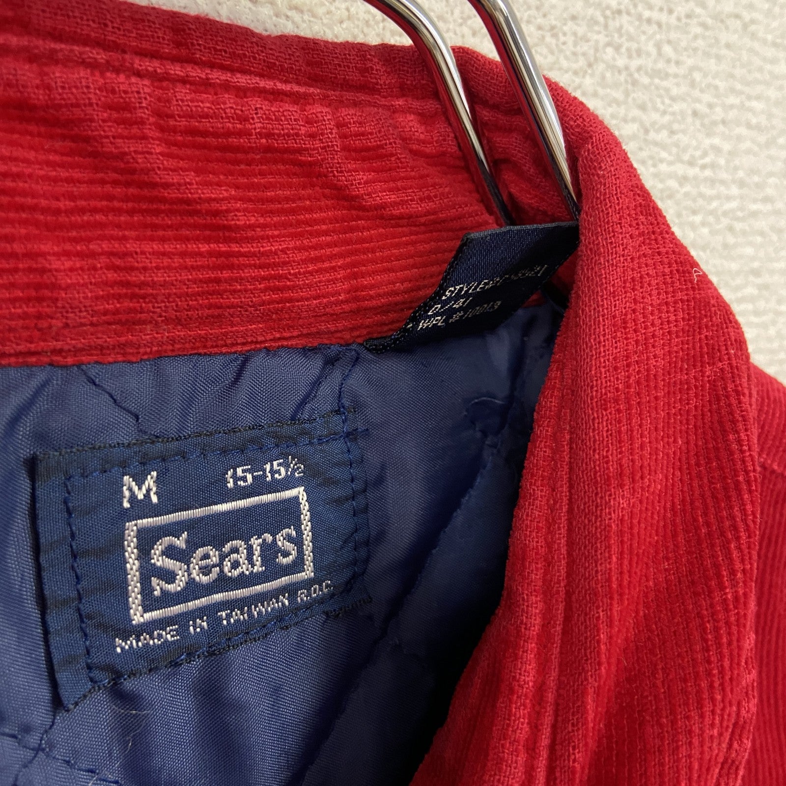 Sears　長袖コーデュロイシャツ　赤　レッド　Mサイズ