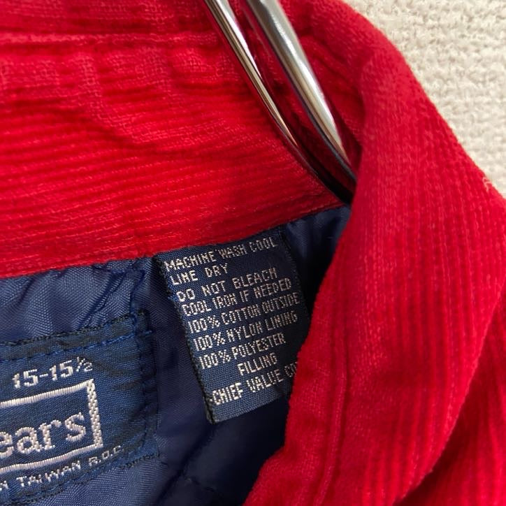 Sears　長袖コーデュロイシャツ　赤　レッド　Mサイズ