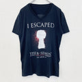 古着 used　ノーブランド　半袖プリントTシャツ　鍵穴　I ESCAPED　カジュアルデザイン　クルーネック　黒　Mサイズ