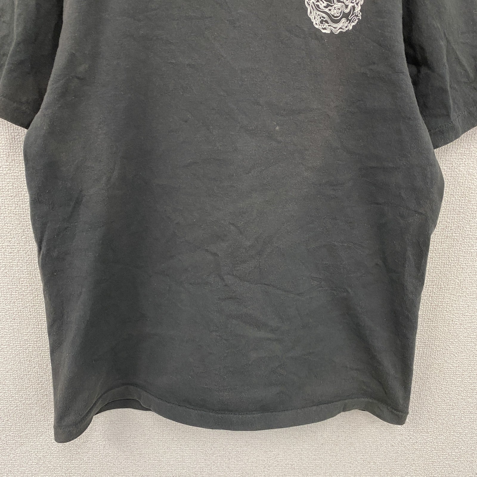 90s　OLD STUSSY　オールドステューシー　半袖プリントTシャツ　フェード　龍　ドラゴン　ダークグレー　Mサイズ