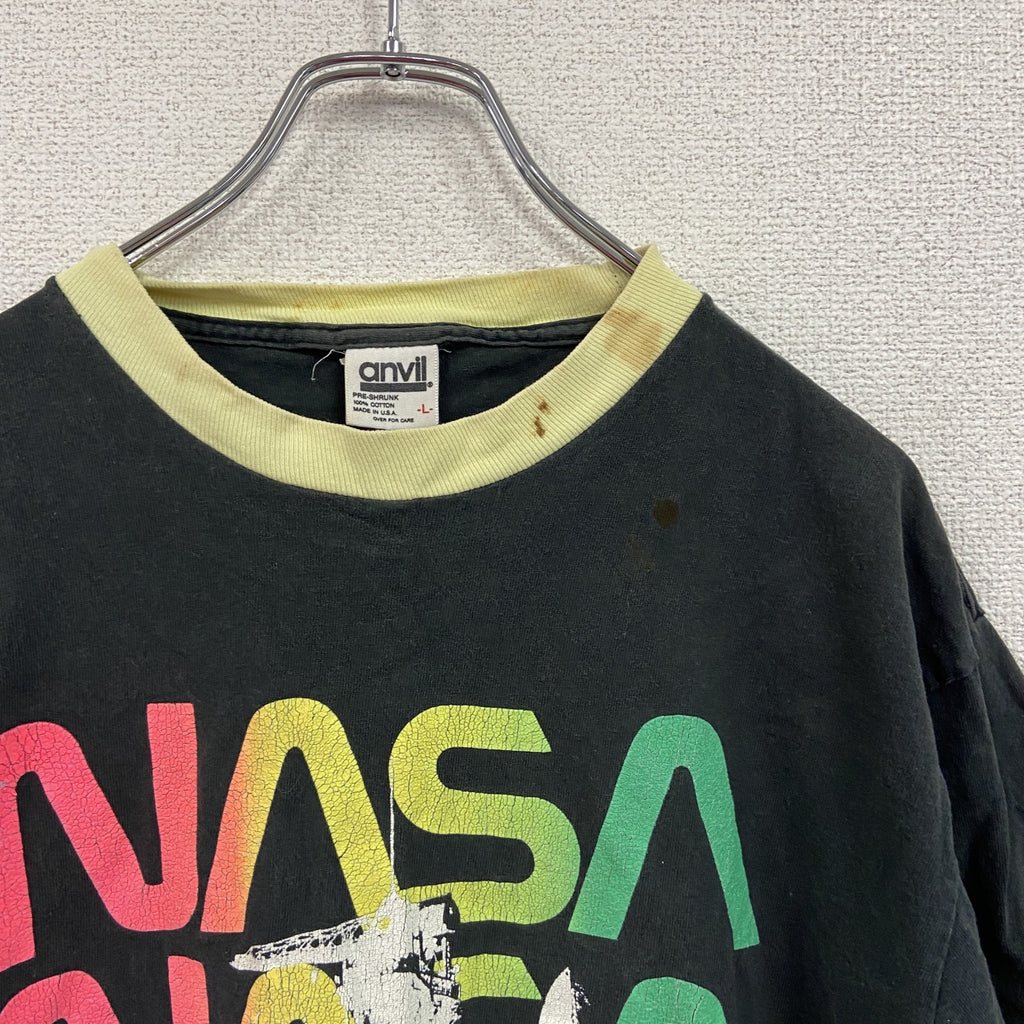 90s　anvil　アンヴィル　プリントTシャツ　シングルステッチ　NASA　黒　ブラック　Lサイズ