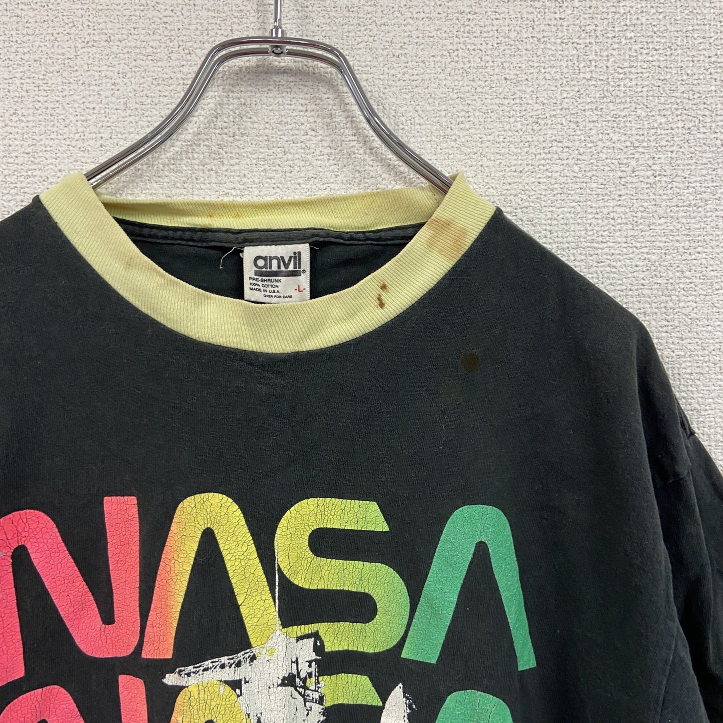 90s　anvil　アンヴィル　プリントTシャツ　シングルステッチ　NASA　黒　ブラック　Lサイズ