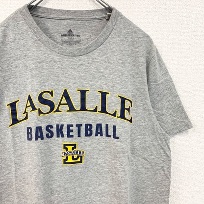 古着 used　adidas　アディダス　半袖プリントTシャツ　ラサール　エクスプローラーズ　カレッジ　バスケ　グレー　Mサイズ