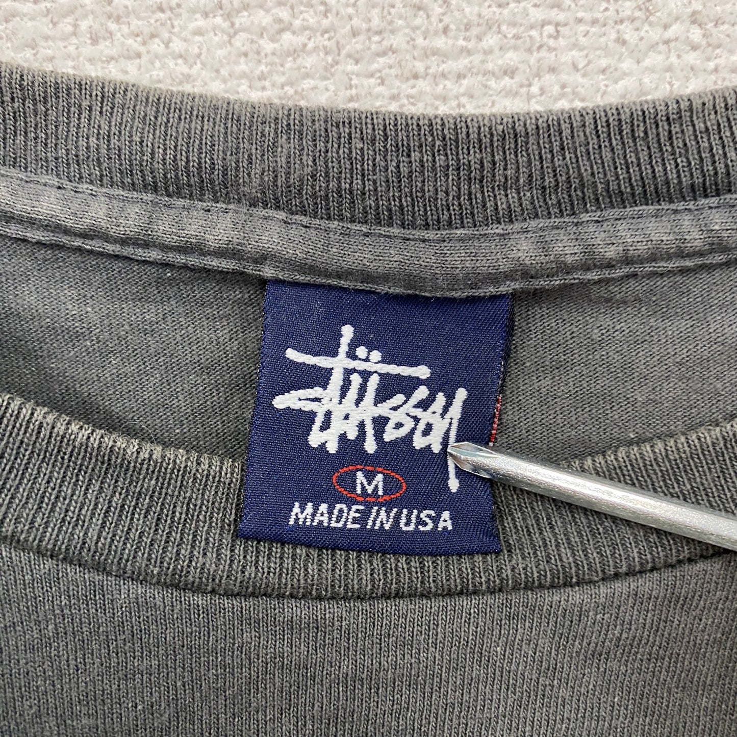 90s　OLD STUSSY　オールドステューシー　半袖プリントTシャツ　フェード　龍　ドラゴン　ダークグレー　Mサイズ