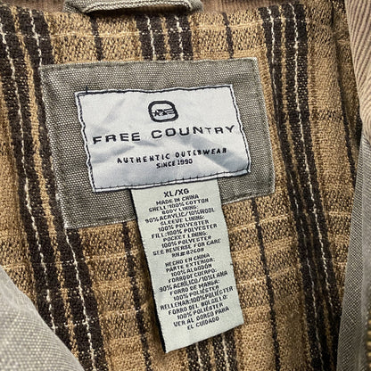 ～00s　FREE COUNTARY　フルジップダックジャケット　コーデュロイカラー　モスグリーン　XLサイズ