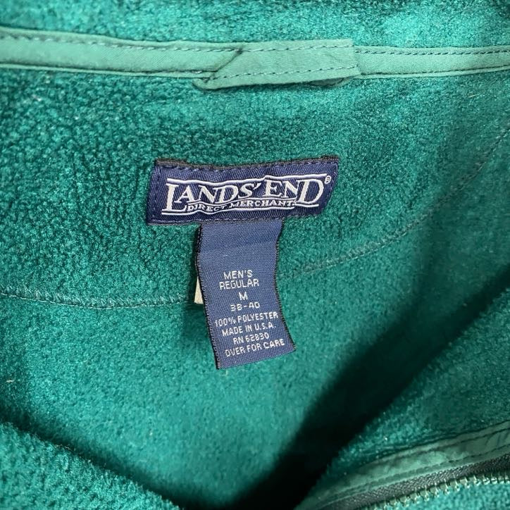 90s～　LAND’S END　ランズエンド　ハーフジップフリースプルオーバー　ヴィンテージ　緑　グリーン　Mサイズ