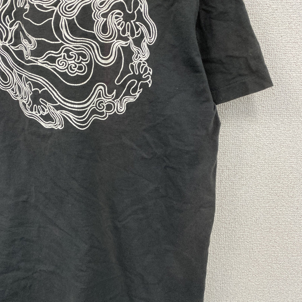 90s　OLD STUSSY　オールドステューシー　半袖プリントTシャツ　フェード　龍　ドラゴン　ダークグレー　Mサイズ