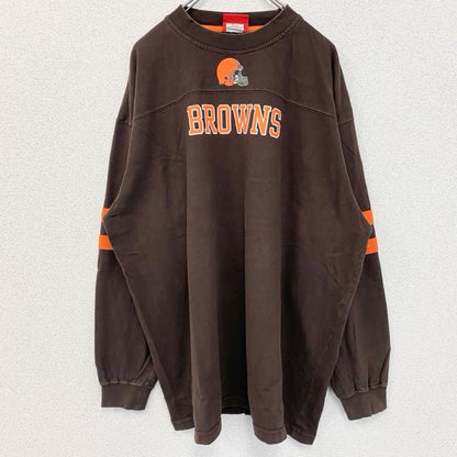 古着 used　NFL　長袖ロゴプリントTシャツ　BROWNS　ブラウンズ　アメフト　茶色　ビッグシルエット　2XLサイズ