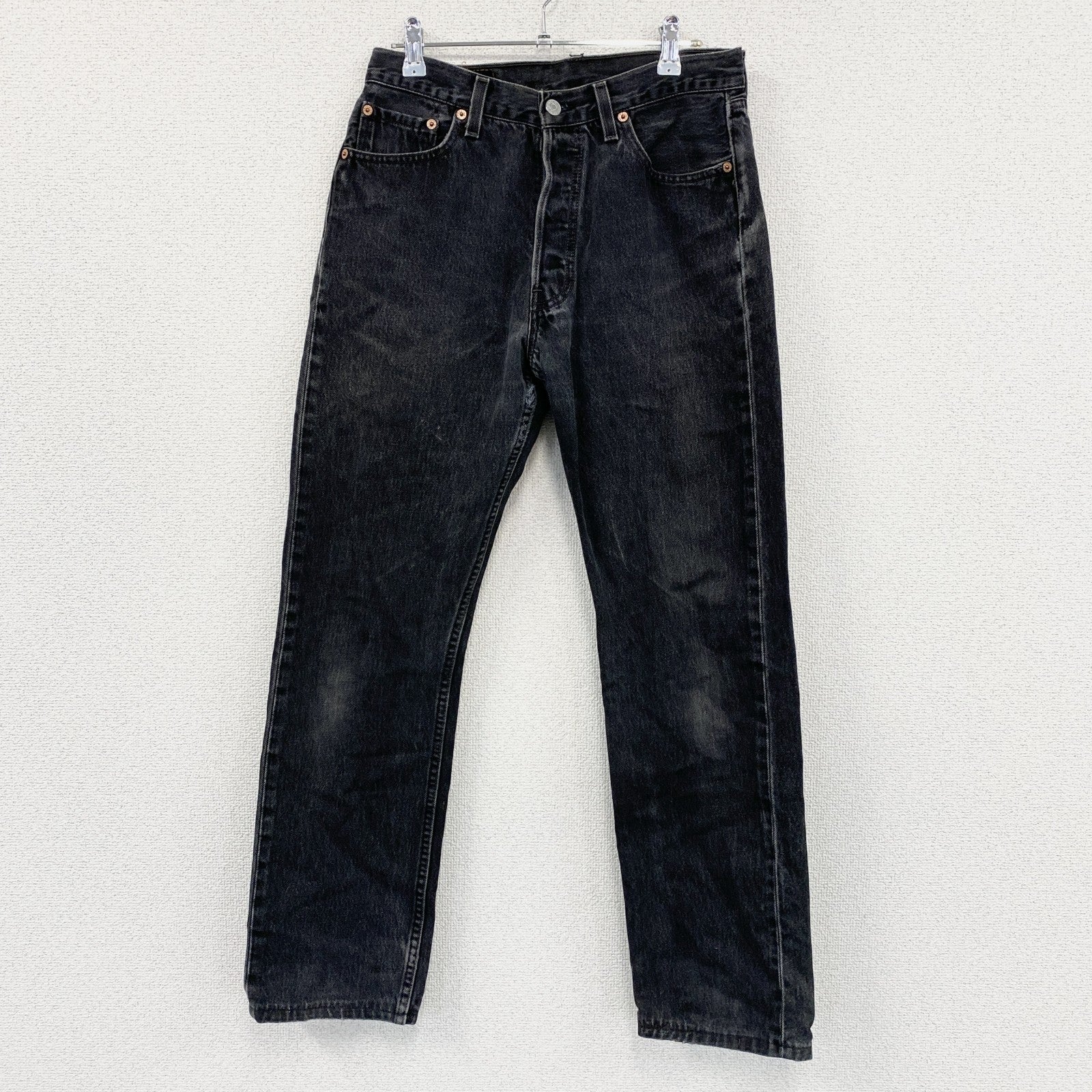 90s～　Levi's　リーバイス　501　ブラックデニムパンツ/ジーンズ　ボタンフライ　ヴィンテージ　黒　ブラック　W30サイズ