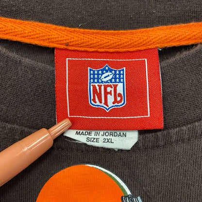 古着 used　NFL　長袖ロゴプリントTシャツ　BROWNS　ブラウンズ　アメフト　茶色　ビッグシルエット　2XLサイズ