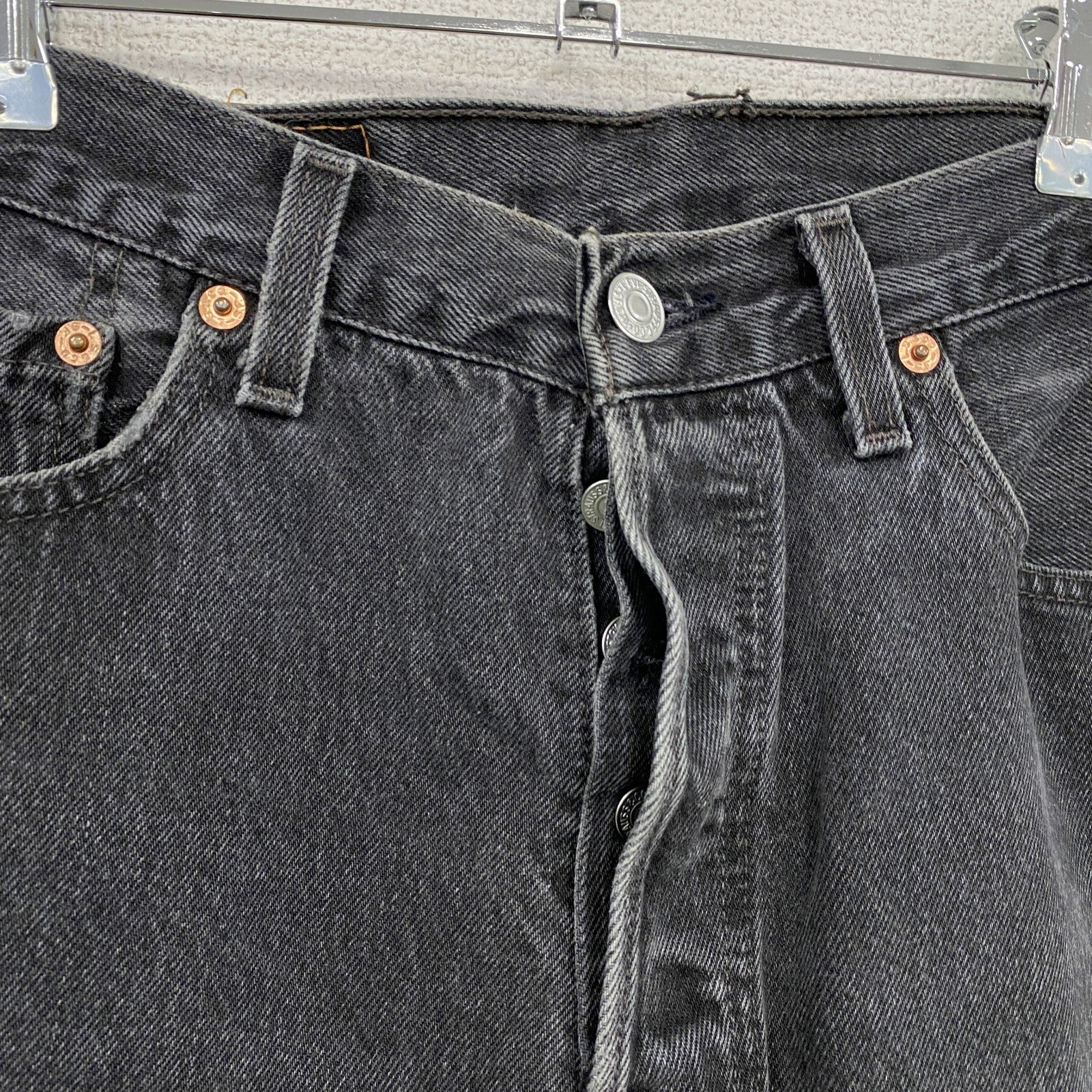 90s～　Levi's　リーバイス　501　ブラックデニムパンツ/ジーンズ　ボタンフライ　ヴィンテージ　黒　ブラック　W30サイズ