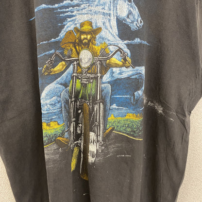 古着 used　ZIP it　半袖プリントTシャツ　バイク　馬　ビッグT　カジュアルデザイン　クルーネック　灰色　XLサイズ