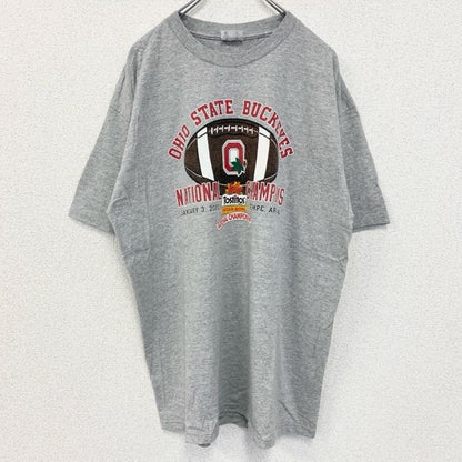 古着 used　Champion　チャンピオン　半袖カレッジプリントTシャツ　オハイオ大学　フットボール　グレー　XLサイズ