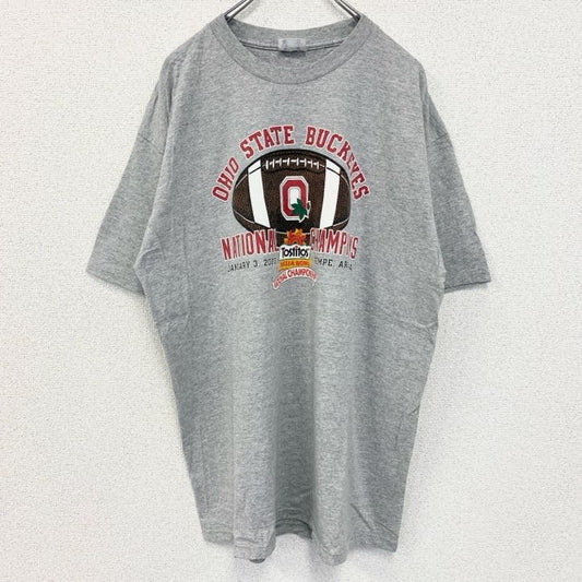 古着 used　Champion　チャンピオン　半袖カレッジプリントTシャツ　オハイオ大学　フットボール　グレー　XLサイズ