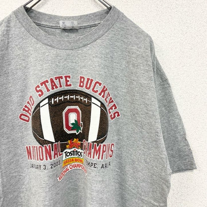 古着 used　Champion　チャンピオン　半袖カレッジプリントTシャツ　オハイオ大学　フットボール　グレー　XLサイズ