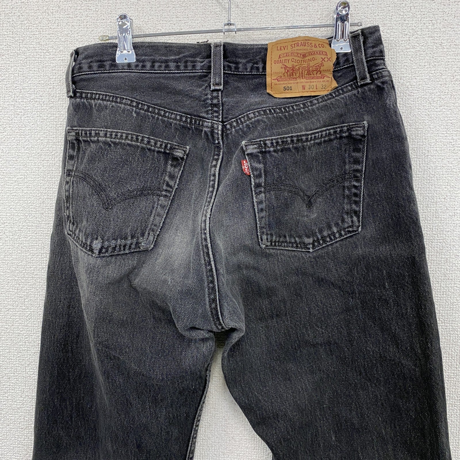 90s～　Levi's　リーバイス　501　ブラックデニムパンツ/ジーンズ　ボタンフライ　ヴィンテージ　黒　ブラック　W30サイズ