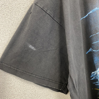 古着 used　ZIP it　半袖プリントTシャツ　バイク　馬　ビッグT　カジュアルデザイン　クルーネック　灰色　XLサイズ