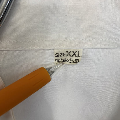 古着 used　半袖プリント総柄シャツ　レトロデザイン　チャイナ　龍　中華柄　中国　白　ホワイト　XXLサイズ