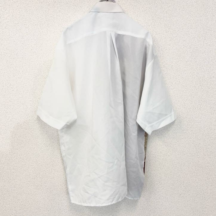 古着 used　半袖プリント総柄シャツ　レトロデザイン　チャイナ　龍　中華柄　中国　白　ホワイト　XXLサイズ