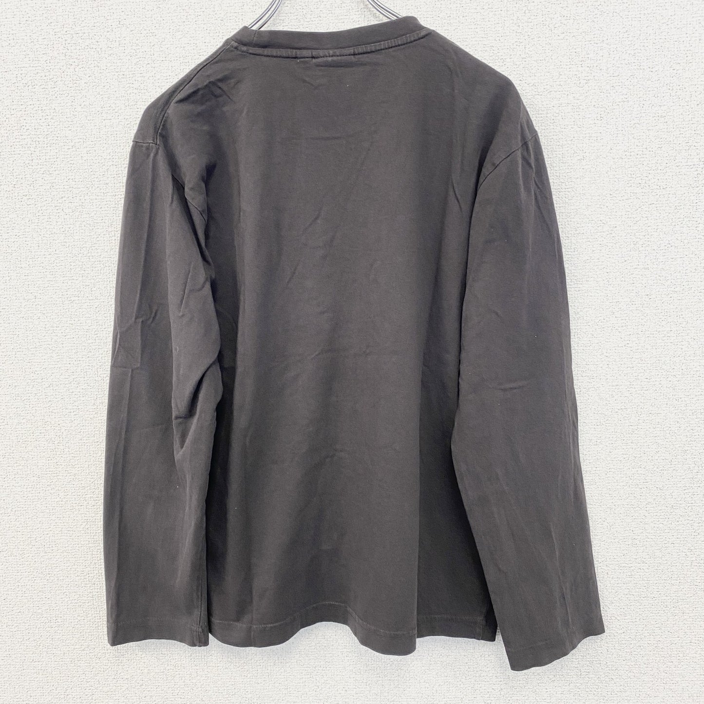 古着 used　TOM TAILOR　長袖プリントTシャツ　trash　MUSIC　立体デザイン　クルーネック　茶色　Mサイズ