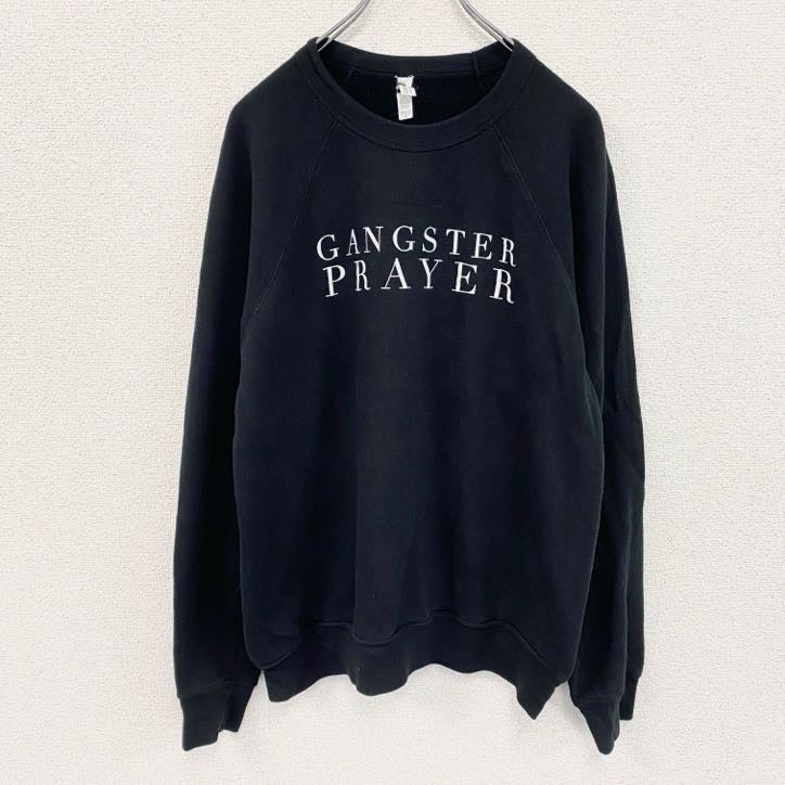 CANVAS　スウェット/トレーナー　GANGSTER PRAYER　ミュージック　英字プリント　黒　ブラック　Mサイズ