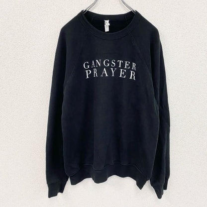CANVAS　スウェット/トレーナー　GANGSTER PRAYER　ミュージック　英字プリント　黒　ブラック　Mサイズ