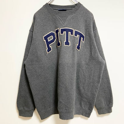 古着 used　JAMERICA　ジェイアメリカ　長袖カレッジロゴワッペンスウェット　トレーナー　PITT　グレー　Lサイズ