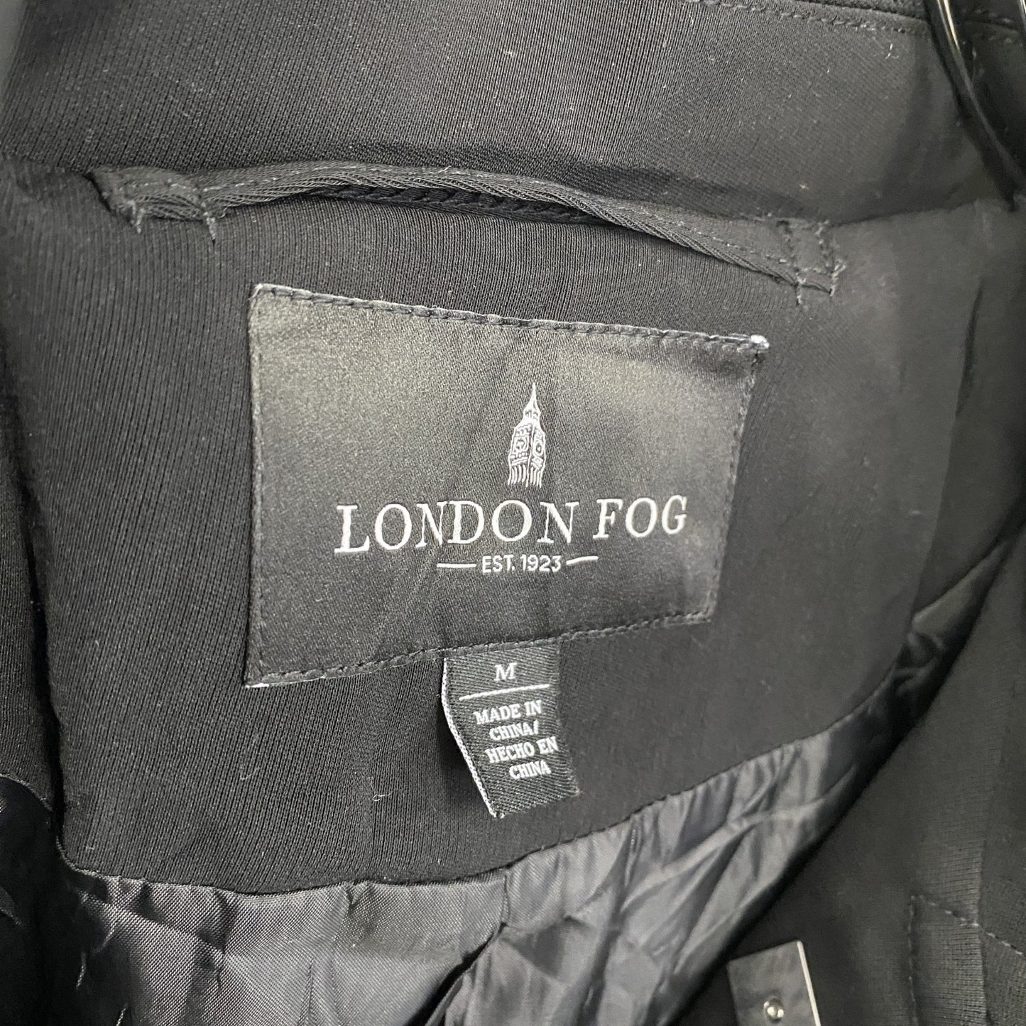 LONDON FOG　ロンドンフォグ　ステンカラーコート　フック仕様　フード取り外し可　黒　ブラック　Lサイズ
