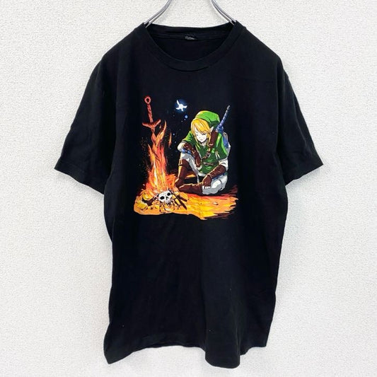 tultex　ゼルダの伝説　リンク　半袖キャラクタープリントTシャツ　アニメT　黒　ブラック　Lサイズ
